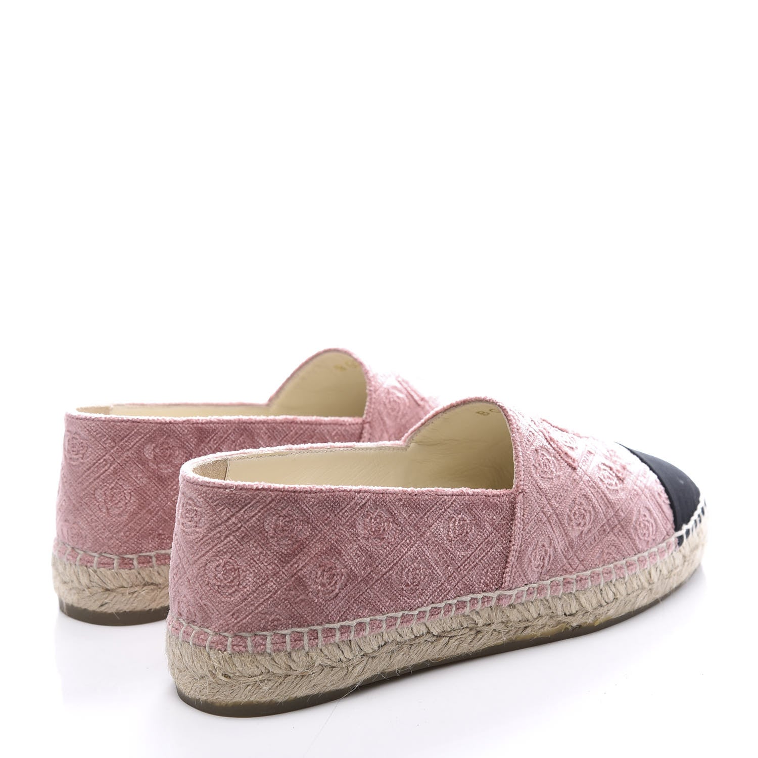Chanel Velvet Grosgrain Quilted Camellia CC Espadrilles 38 Pink Black 4 of 11