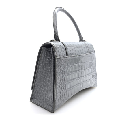 Balenciaga Shiny Calfskin Crocodile Embossed Medium Hourglass Top Handle Bag Balenciaga Grey 3 of 9
