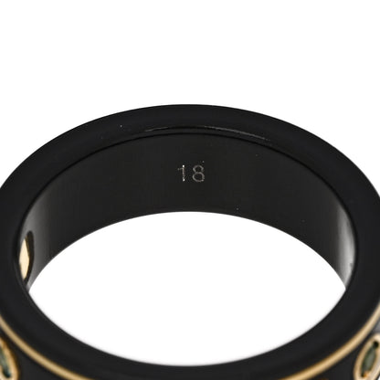 Gucci 18K Yellow Gold Ceramic Topaz Icon Band Ring 58 8.25 Black 7 of 7