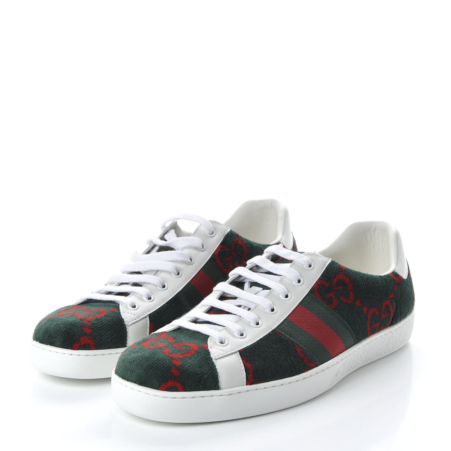 Covered Wool Big GG Monogram Mens Sneaker 12 Green Red