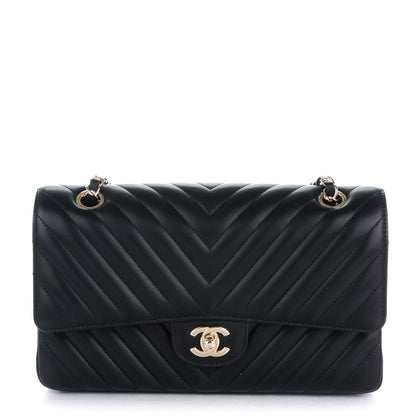 Chanel Lambskin Chevron Quilted Medium Double Flap Black 1 of 8