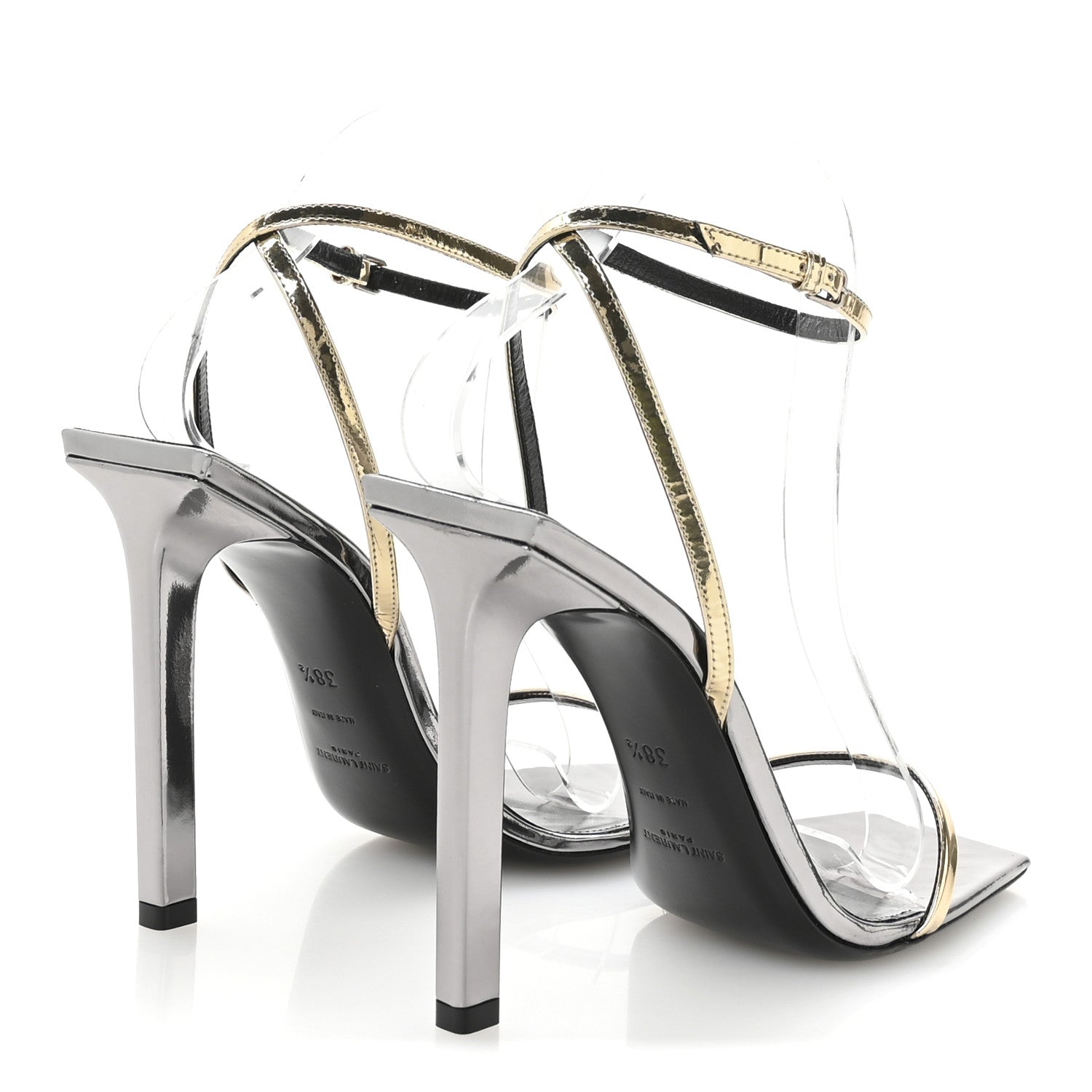 Saint Laurent Metallic Patent Pam 110 Sandals 38.5 Old Gold 5 of 8