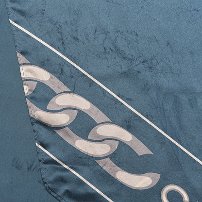 Chanel Silk Chain Print CC Scarf Blue White 8 of 8