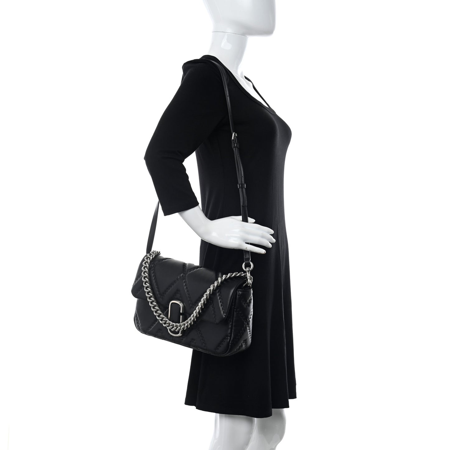 Lambskin Quilted J Marc Large Shoulder Bag Black