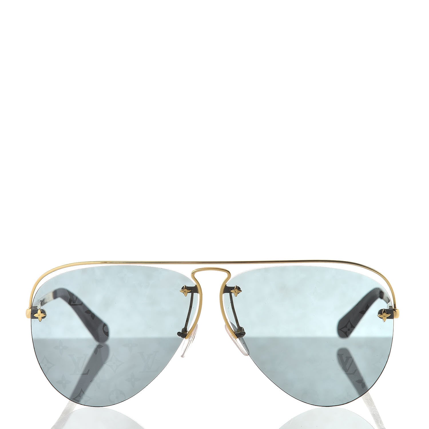 Louis Vuitton Metal Monogram Grease Sunglasses Z1172W Gold 2 of 9