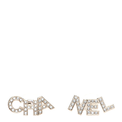 Chanel Crystal Pearl Signature Stud Earrings Gold 1 of 9