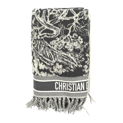 Christian Dior Cotton Toile De Jouy Reverse Towel Grey Ivory 1 of 4