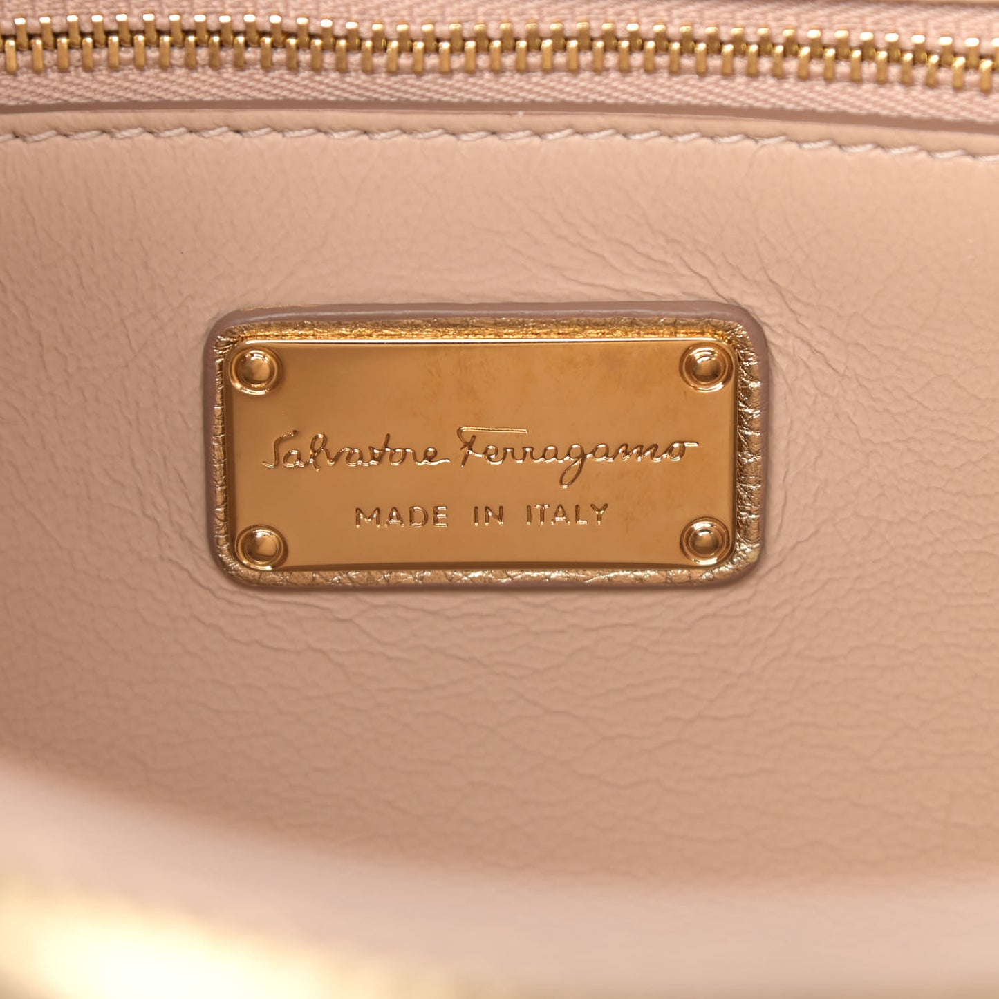 Metallic Grained Calfskin Sofia Satchel Gold