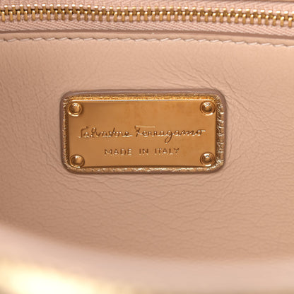 Salvatore Ferragamo Metallic Grained Calfskin Sofia Satchel Gold 8 of 11