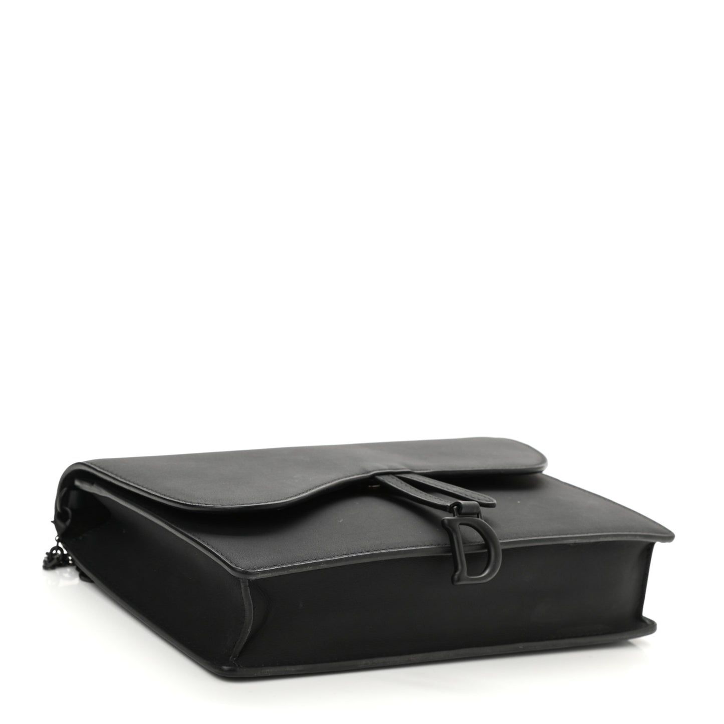 Ultra Matte Calfskin Saddle Chain Pouch Black