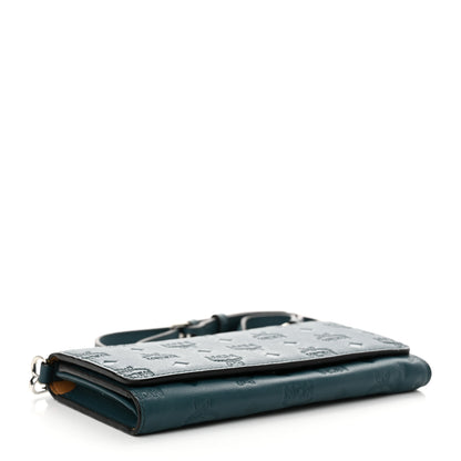 MCM Calfskin Ottomar Wallet On Chain Teal 4 of 10