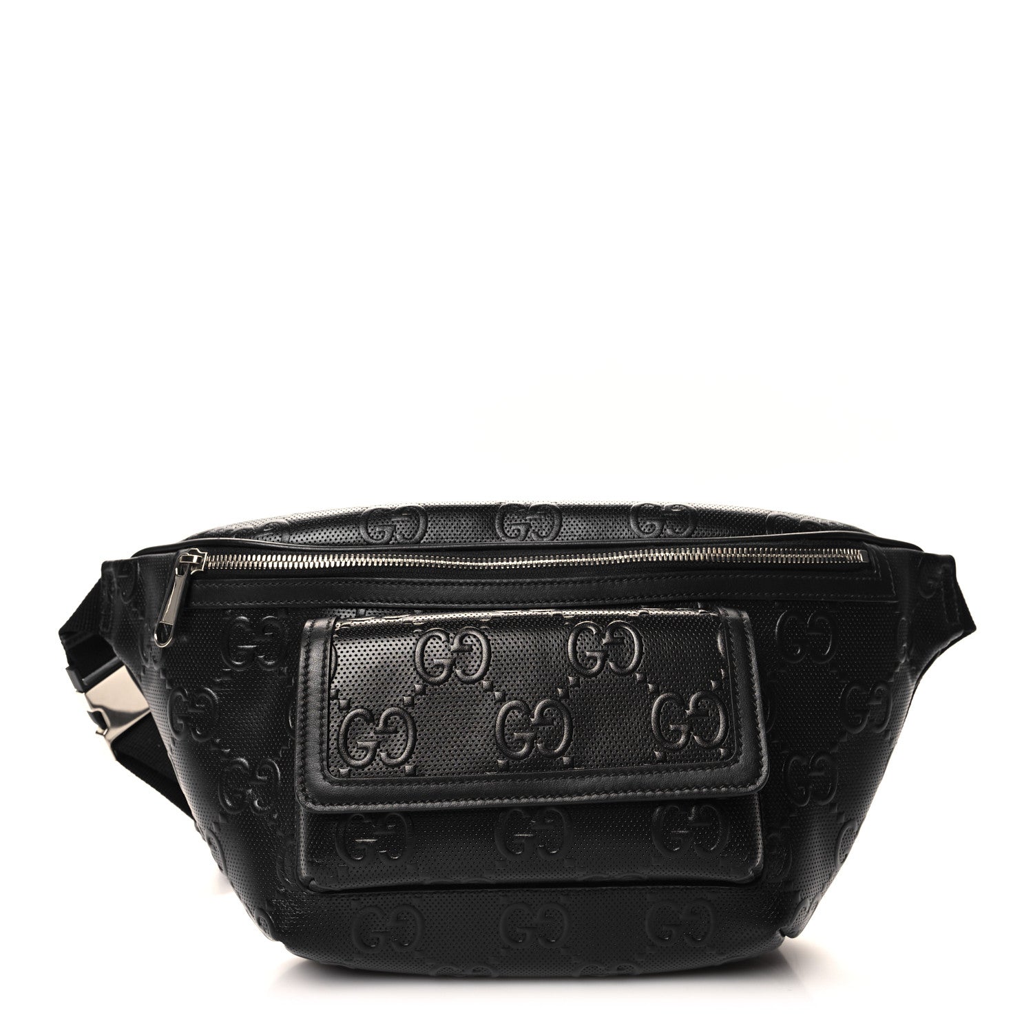 Gucci Calfskin GG Tennis Embossed Pocket Belt Bag Black 1 of 10