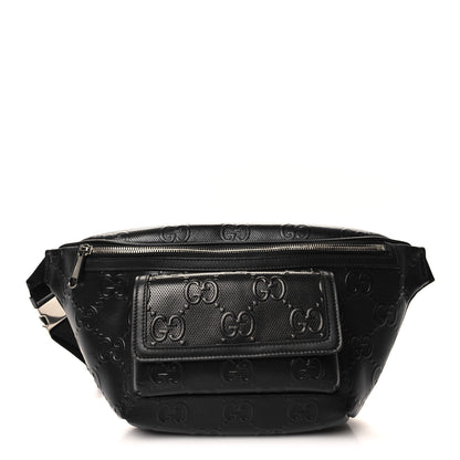 Gucci Calfskin GG Tennis Embossed Pocket Belt Bag Black 1 of 10