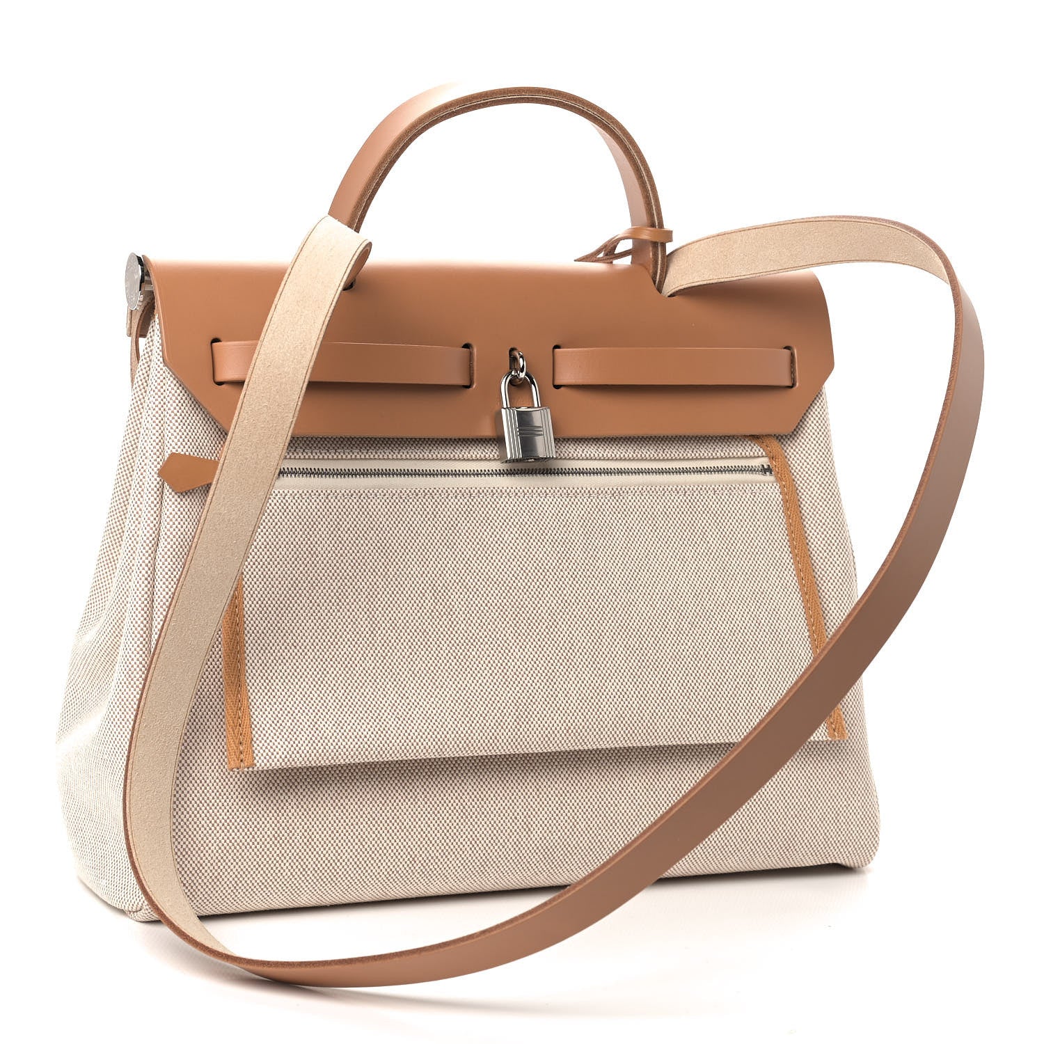 Hermes Vache Hunter Toile H Brides de Gala Herbag Zip Retourne 31 PM Natural 3 of 10