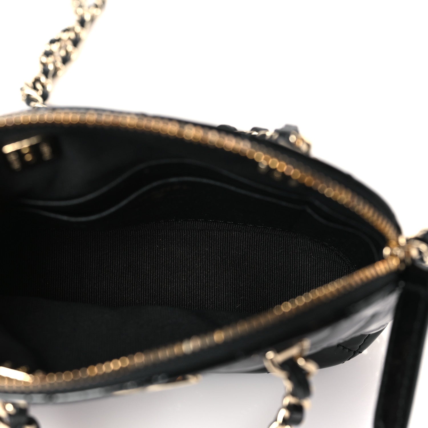 Chanel Patent Calfskin Quilted Shiny Coco Clutch With Chain Black 5 of 10