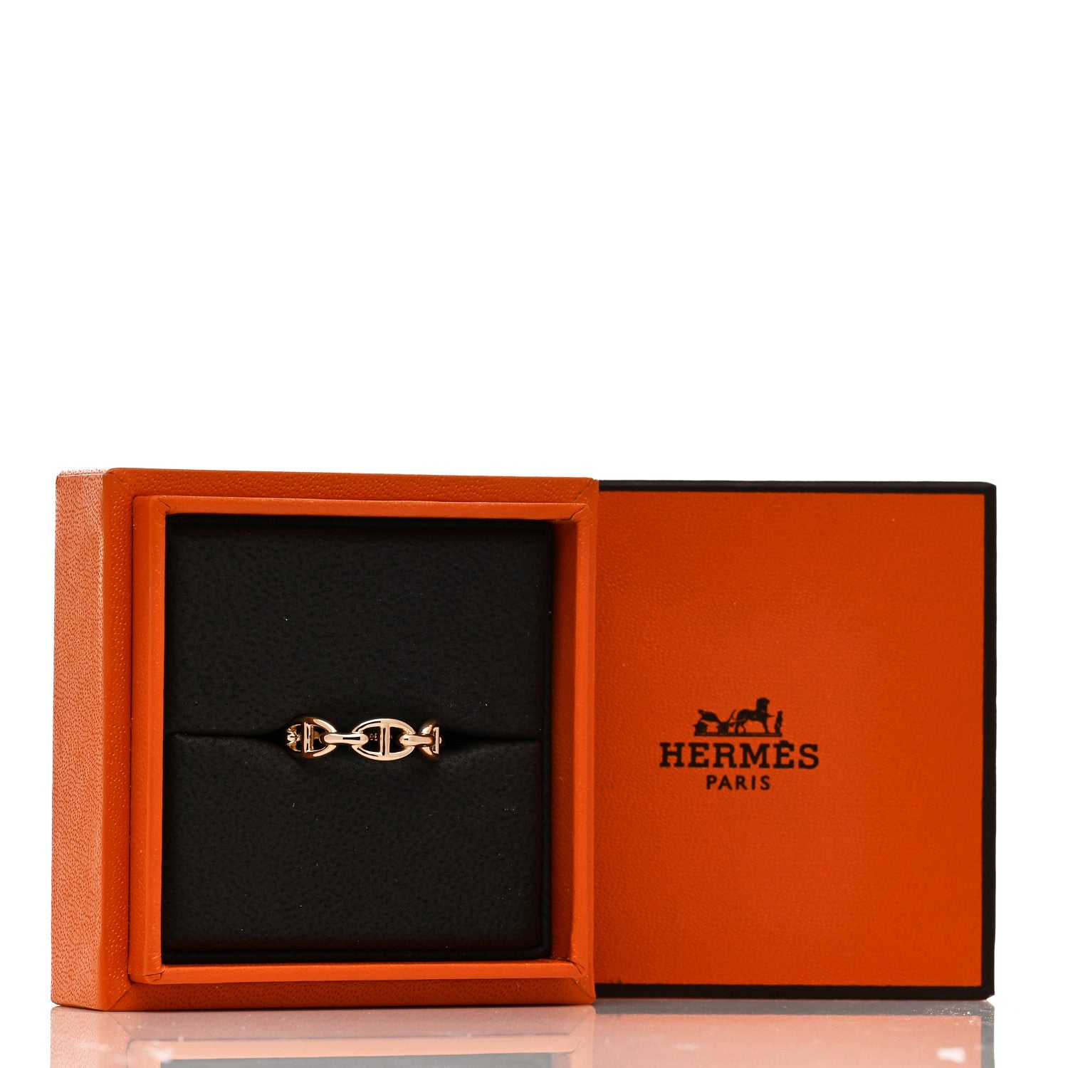 Hermes 18K Rose Gold PM Chaine d'Ancre Enchainee Ring 55 7.25 9 of 9