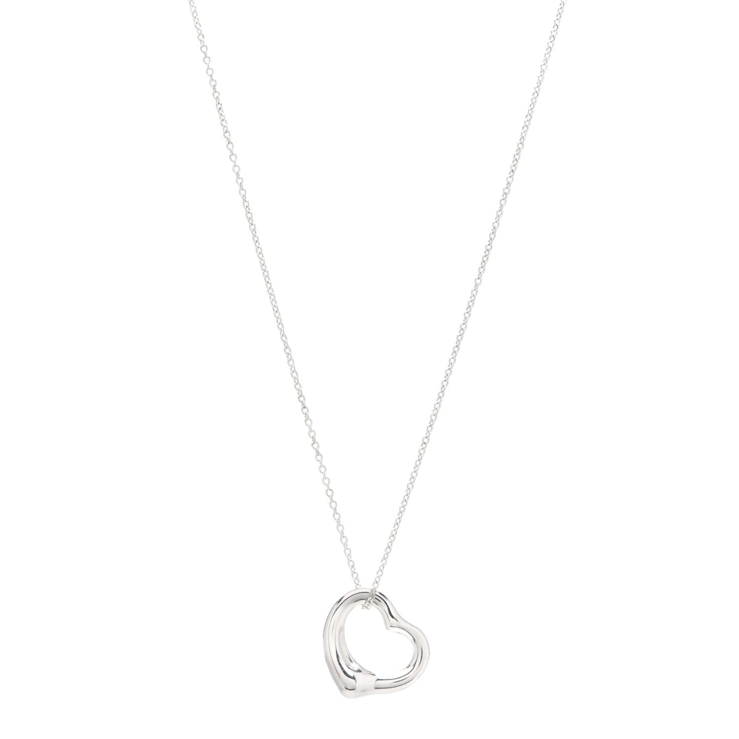 Sterling Silver 16mm Elsa Peretti Open Heart Pendant Necklace