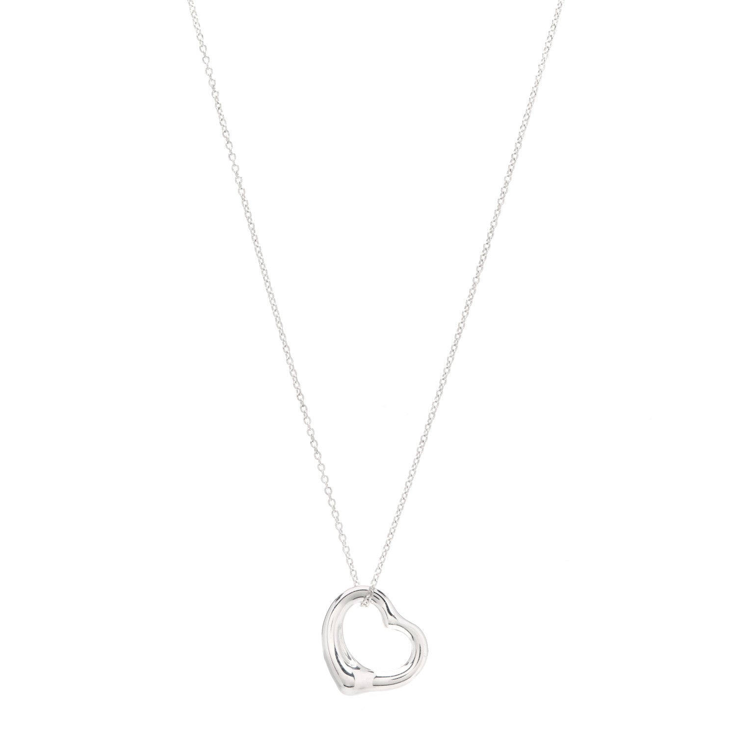Tiffany Sterling Silver 16mm Elsa Peretti Open Heart Pendant Necklace 1 of 5