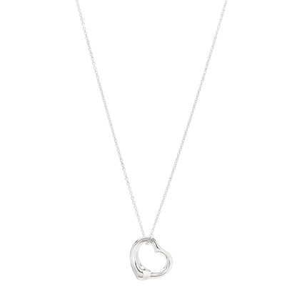 Tiffany Sterling Silver 16mm Elsa Peretti Open Heart Pendant Necklace 1 of 5