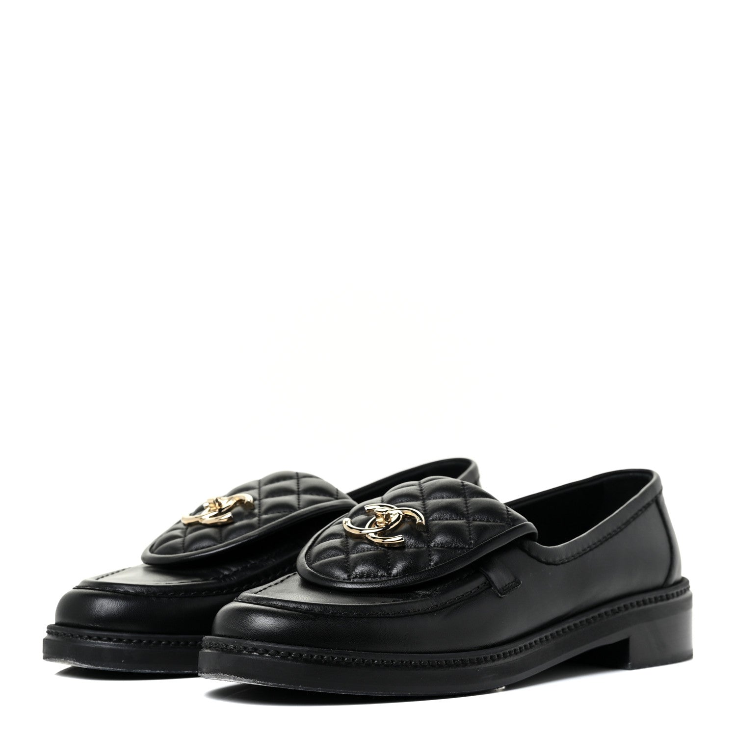 Chanel Lambskin Quilted CC Turnlock Loafers 39 Black 3 of 14