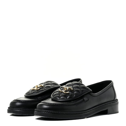 Chanel Lambskin Quilted CC Turnlock Loafers 39 Black 3 of 14