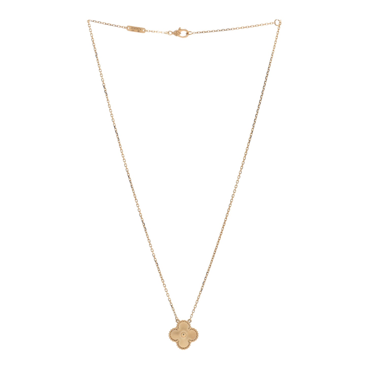 18K Yellow Gold Guilloché Vintage Alhambra Pendant Necklace