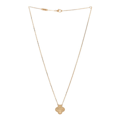 Van Cleef & Arpels 18K Yellow Gold Guilloché Vintage Alhambra Pendant Necklace 3 of 5