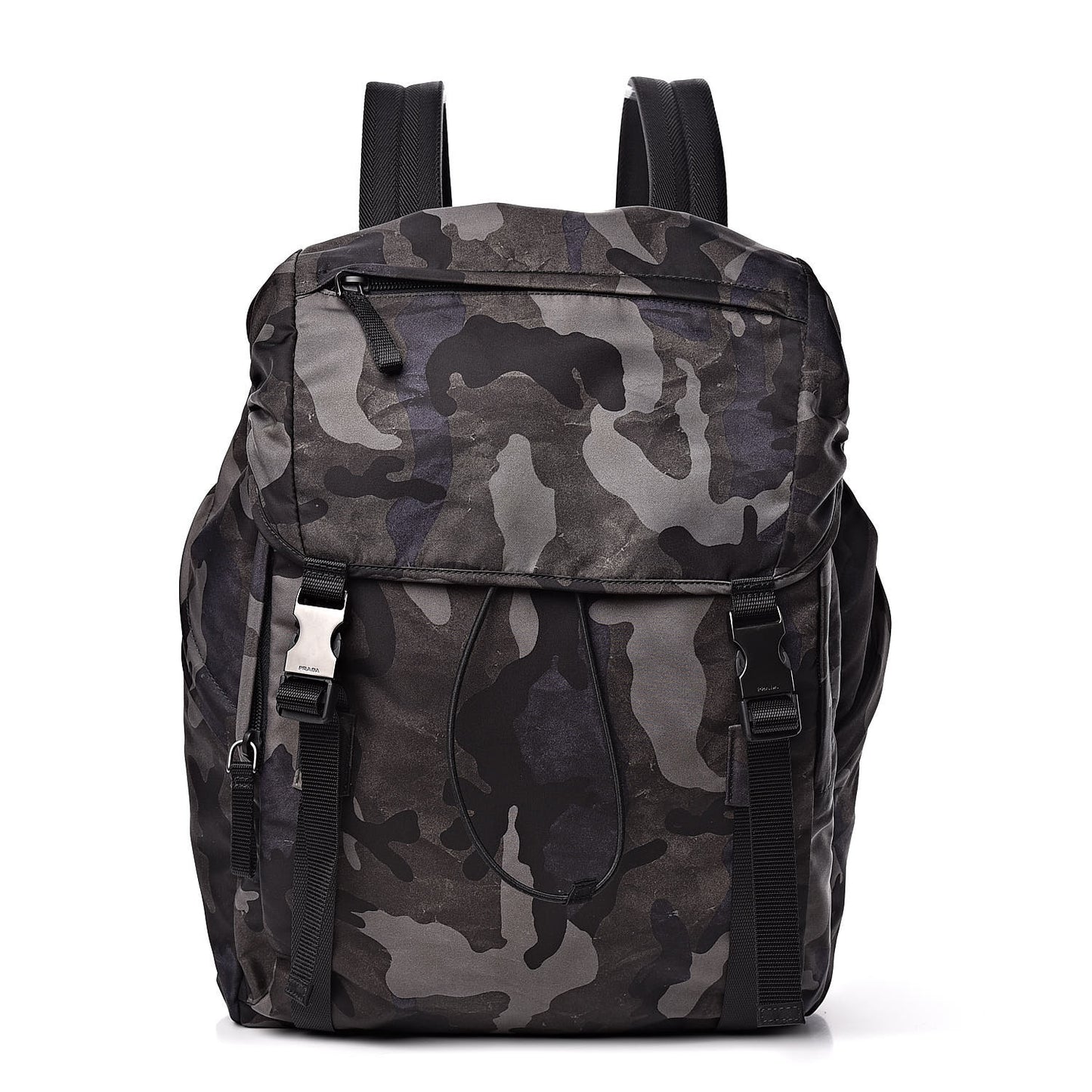 Tessuto Nylon Camouflage Print Double Buckle Backpack Fumo