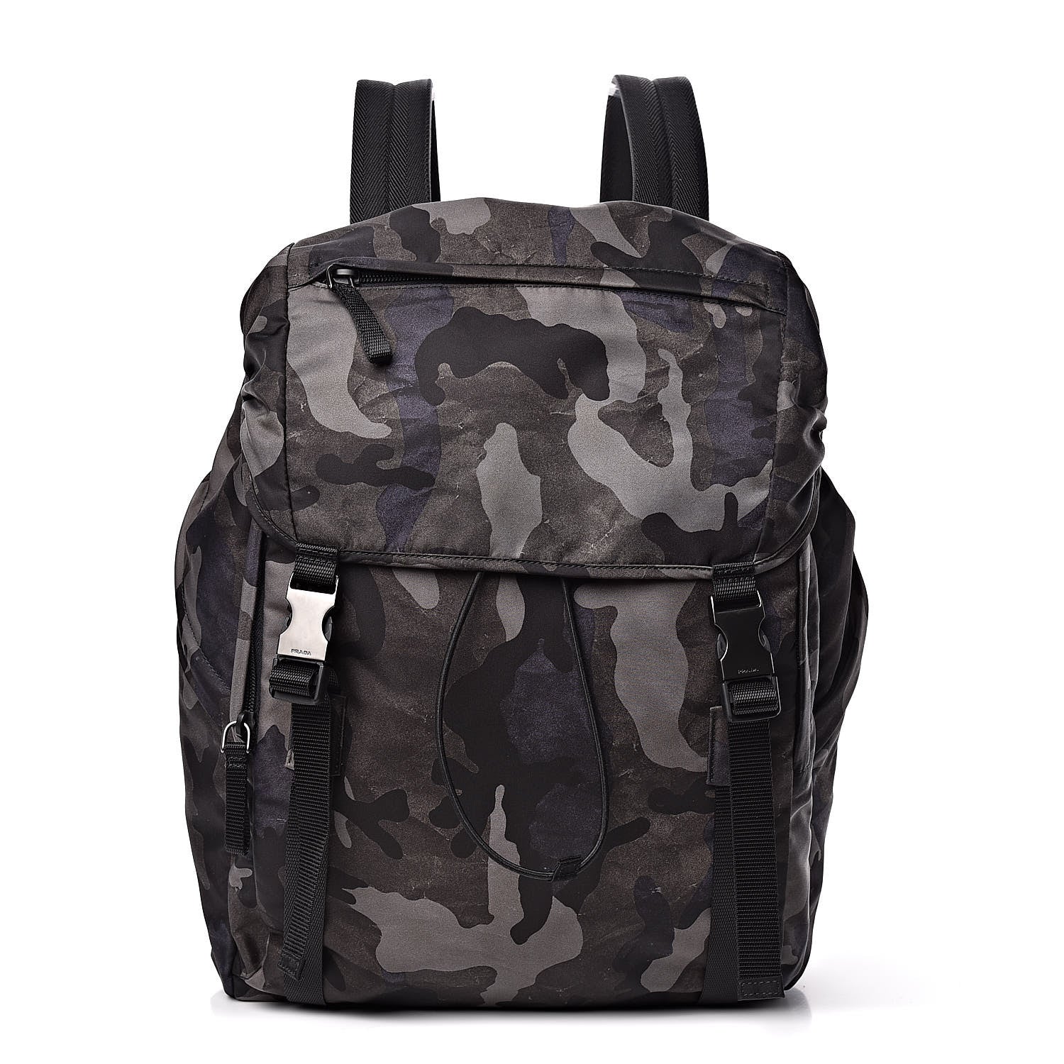 Prada Tessuto Nylon Camouflage Print Double Buckle Backpack Fumo 1 of 12