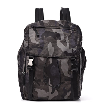 Prada Tessuto Nylon Camouflage Print Double Buckle Backpack Fumo 1 of 12