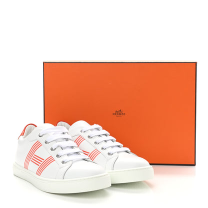 Hermes Calfskin Womens Advantage Sneakers 36.5 White Orange 9 of 9