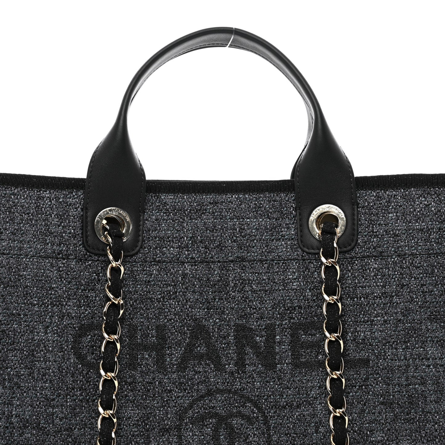 Woven Straw Raffia Medium Deauville Tote Grey