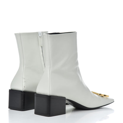 Balenciaga Calfskin Varenne BB Double Square Booties 36.5 White Gold 4 of 21