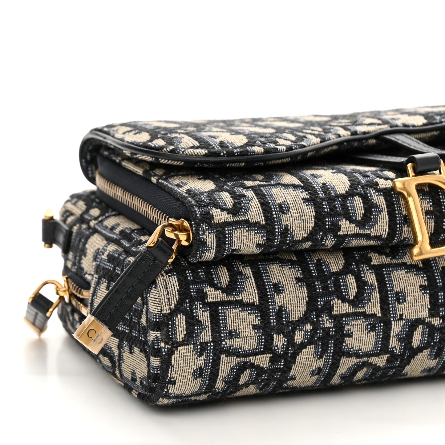 Oblique Double Saddle Pouch  Navy Blue