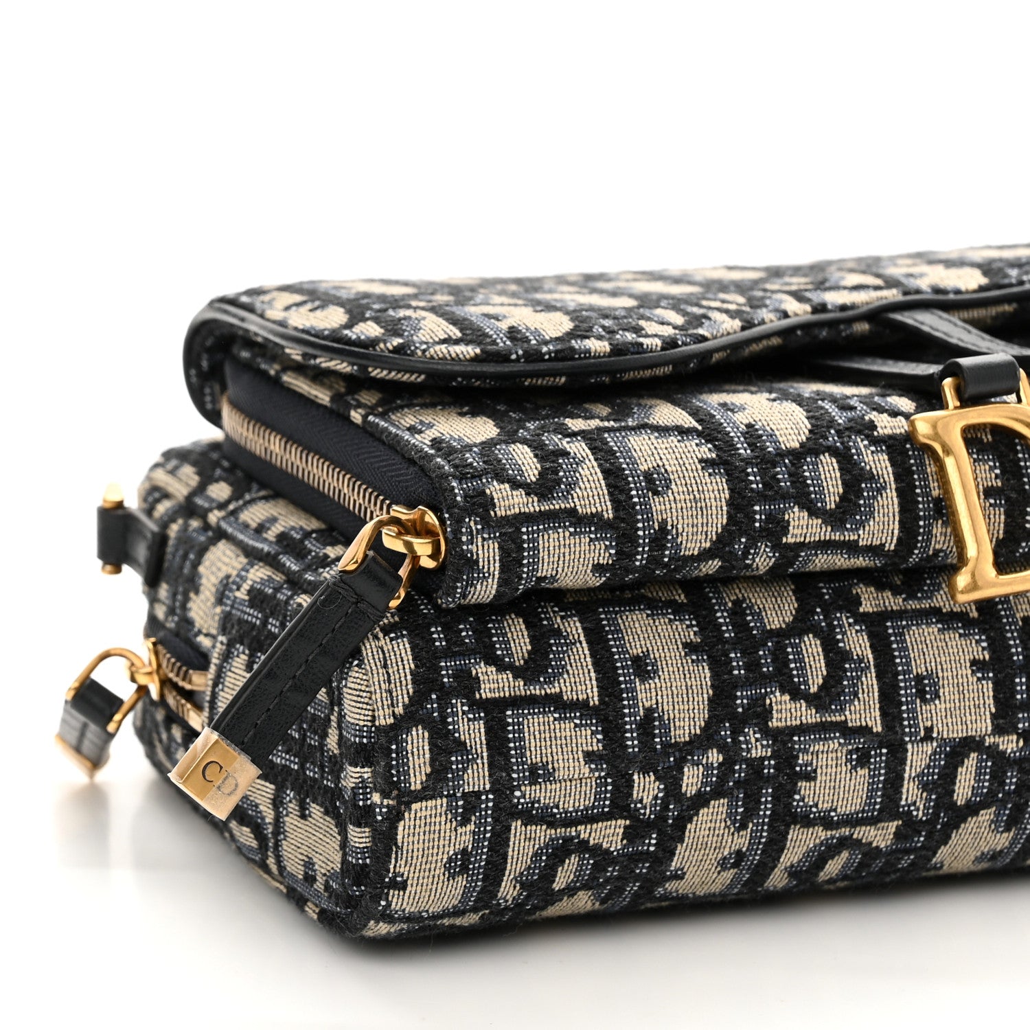 Christian Dior Oblique Double Saddle Pouch  Navy Blue 8 of 9