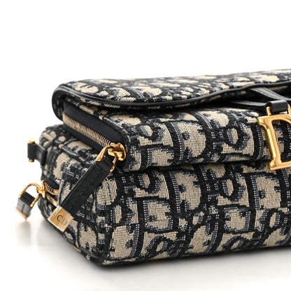 Christian Dior Oblique Double Saddle Pouch  Navy Blue 8 of 9