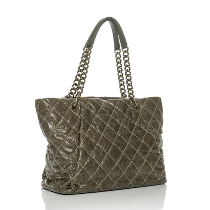Chanel Crumpled Grained Calfskin Large Coco Pleats Tote Khaki 3 of 8