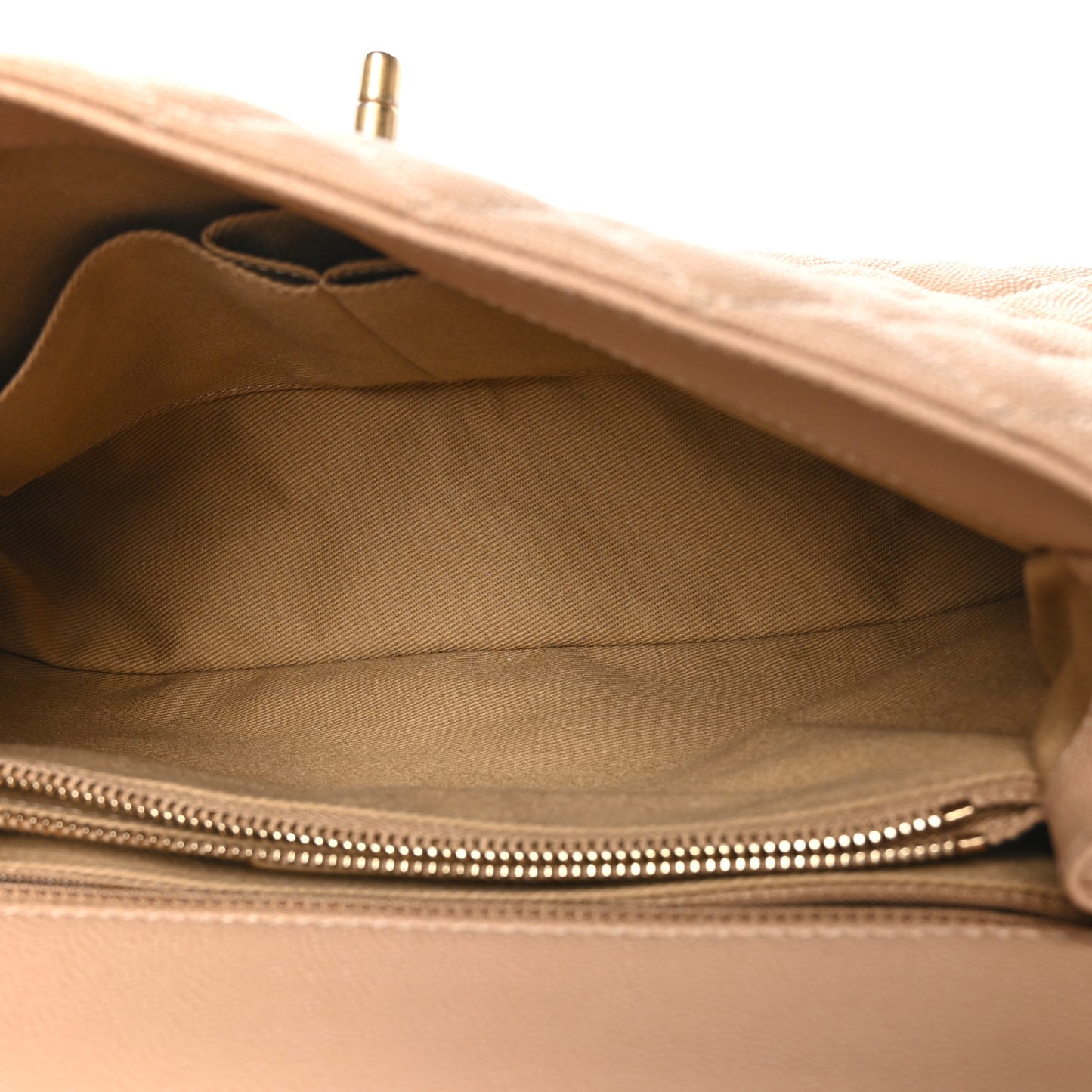 Caviar Lizard Embossed Quilted Small Coco Handle Flap Beige