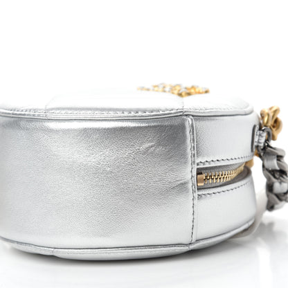 Chanel Metallic Lambskin Quilted Chanel 19 Round Clutch With Chain Silver 7 of 11