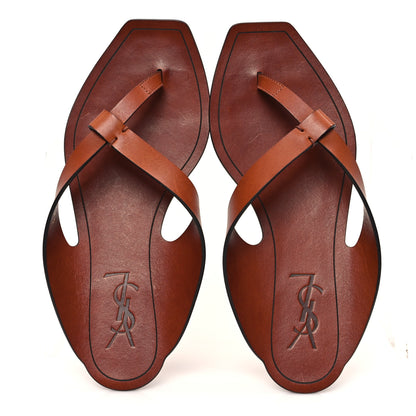 Saint Laurent Calfskin Isla Slide Sandals 35.5 New Papaya 2 of 10