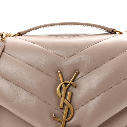 Saint Laurent Calfskin Y Quilted Monogram Small Loulou Chain Satchel Dark Beige 7 of 9