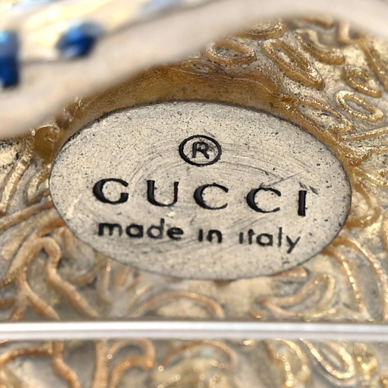Gucci Metal Crystal Rajah Brooch Gold 3 of 3