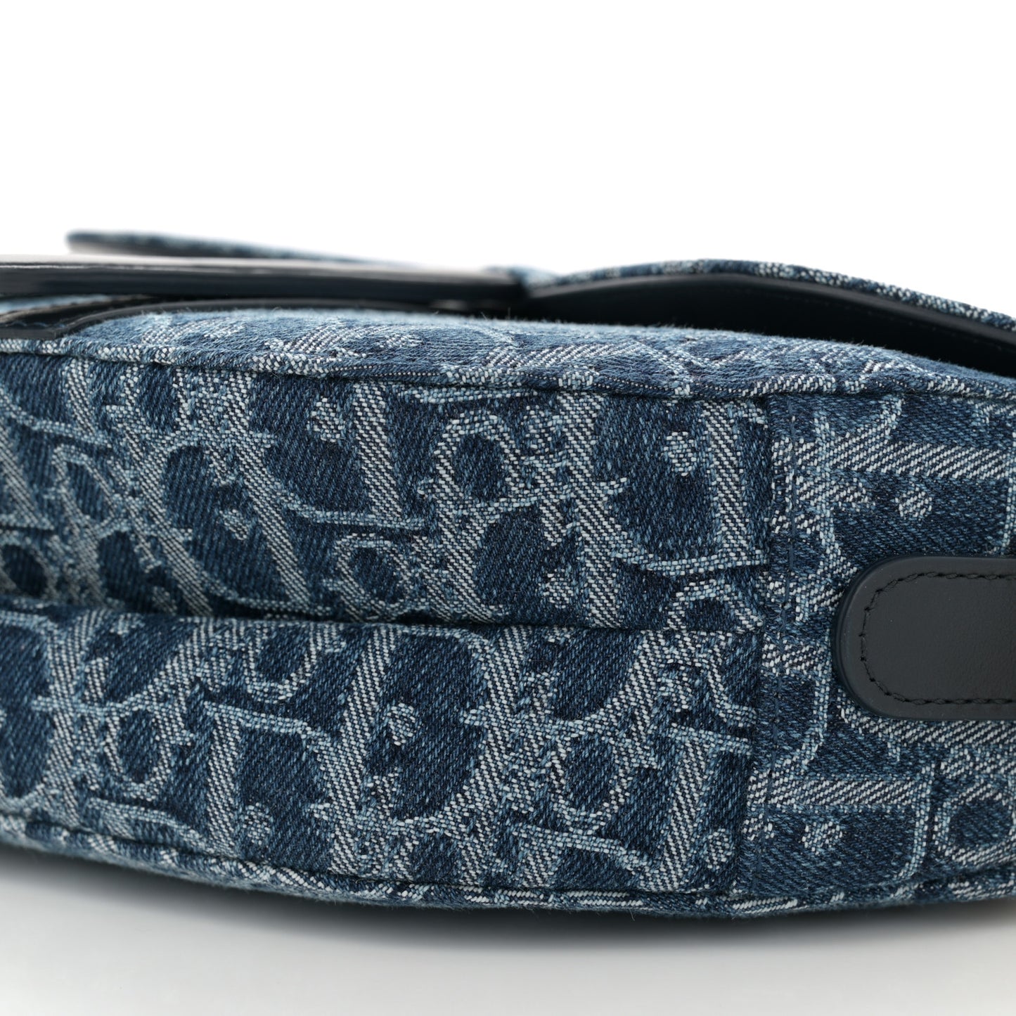 Denim Oblique Jacquard Saddle Bag With Strap Blue