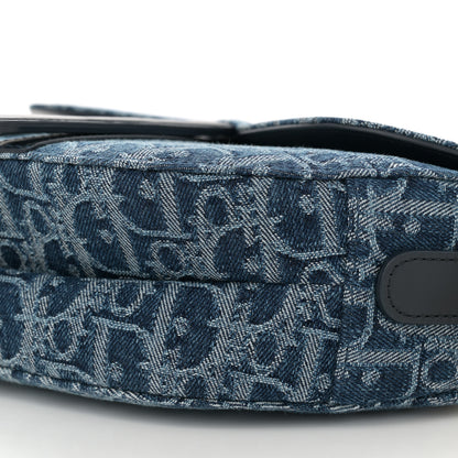 Christian Dior Denim Oblique Jacquard Saddle Bag With Strap Blue 10 of 10