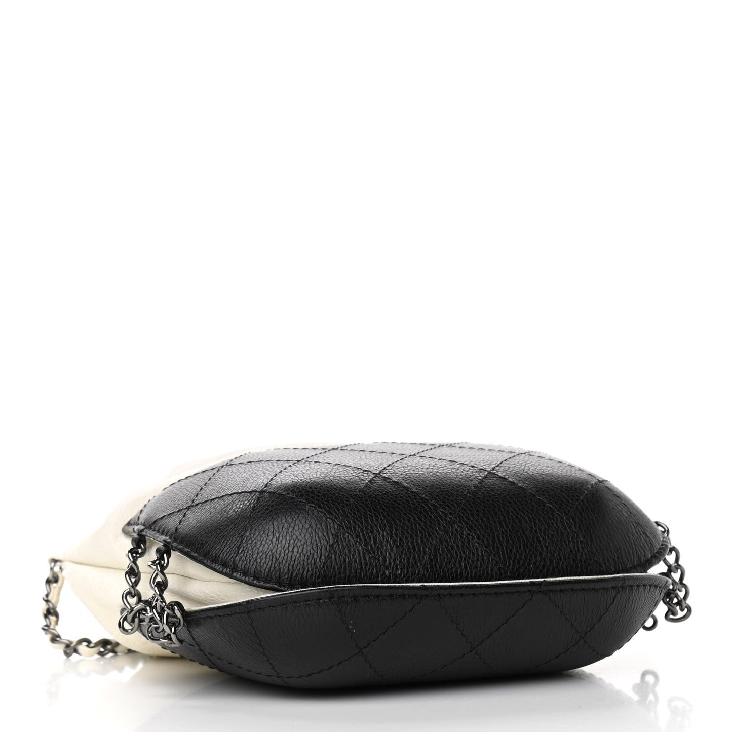 Aged Calfskin Quilted Small Gabrielle Bucket White Black