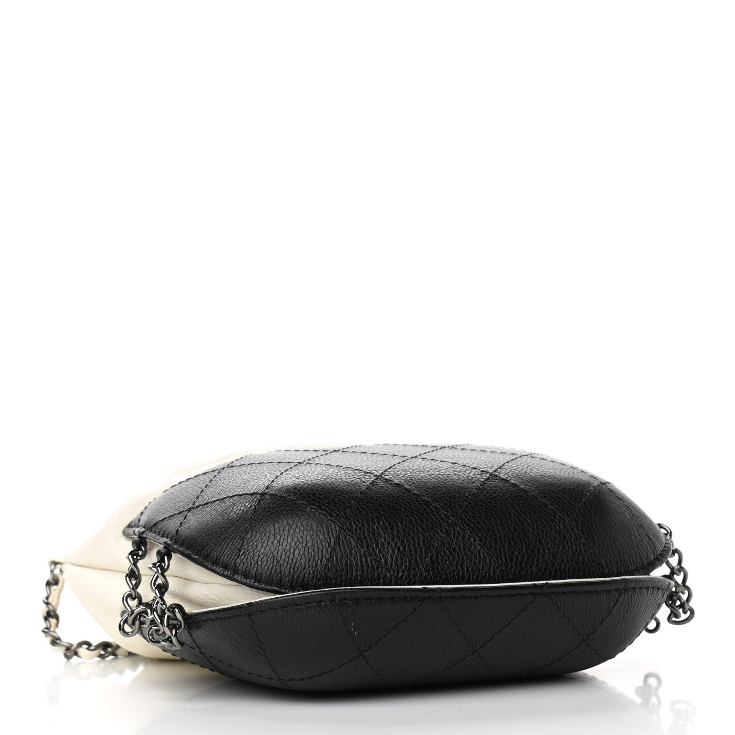 Chanel Aged Calfskin Quilted Small Gabrielle Bucket White Black 4 of 10