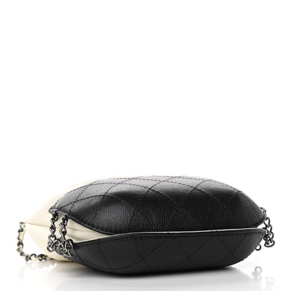 Chanel Aged Calfskin Quilted Small Gabrielle Bucket White Black 4 of 10