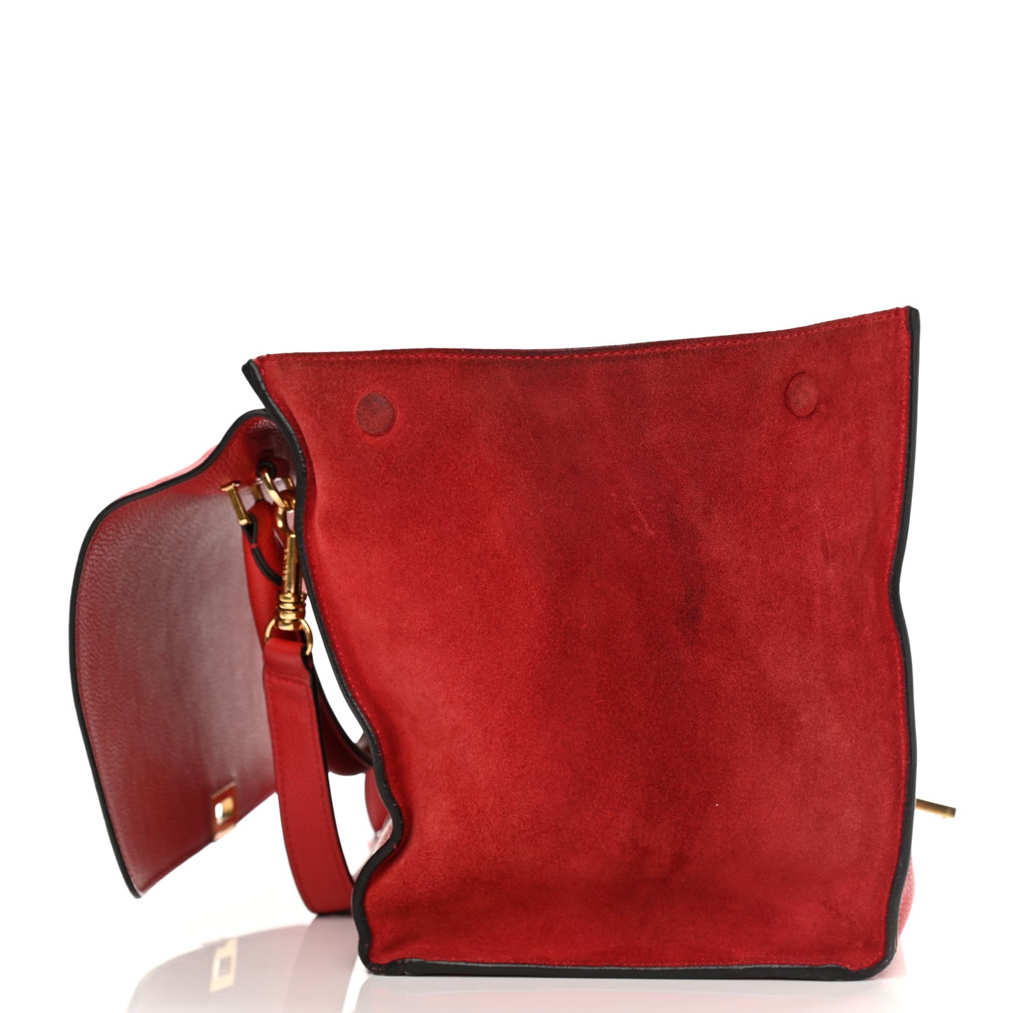 Drummed Calfskin Suede Medium Trapeze Coquelicot