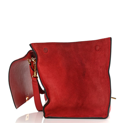 Celine Drummed Calfskin Suede Medium Trapeze Coquelicot 26 of 28
