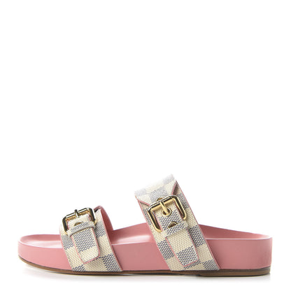 Louis Vuitton Damier Azur Bom Dia Flat Mules 35 Rose Clair 1 of 9